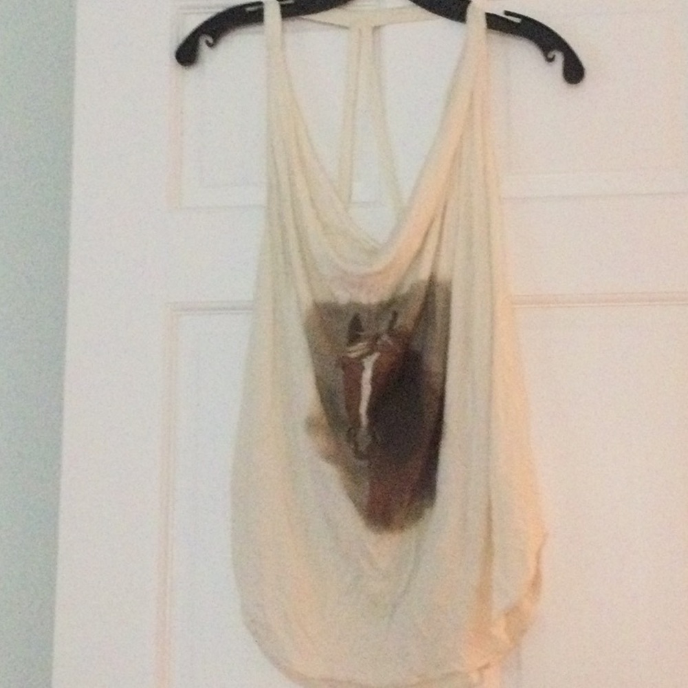 Women's Cream Graphic Drape Tank Top